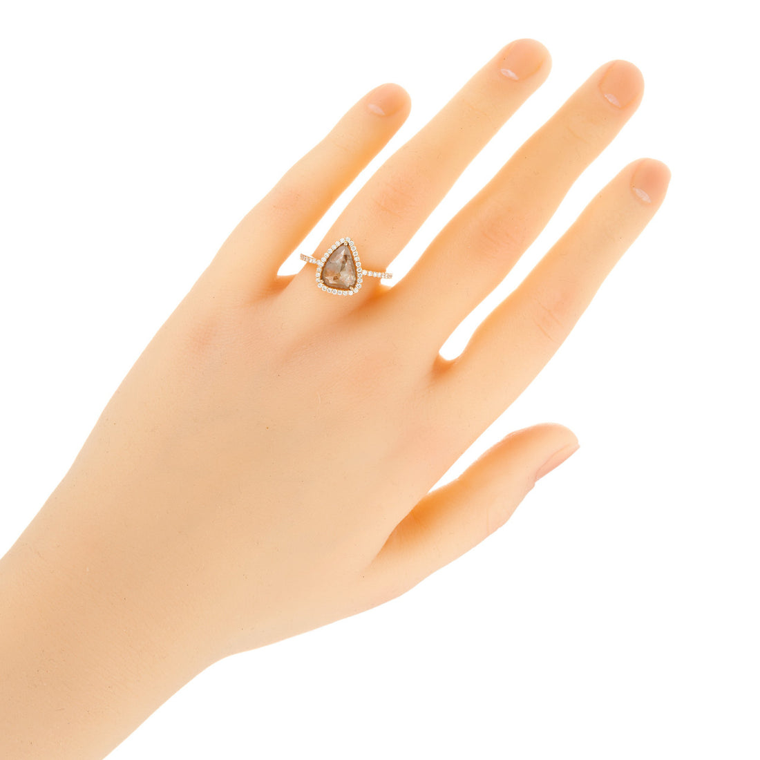 EGL 1.34 Carat Pear Diamond Halo Rose Gold Engagement Ring – image 7
