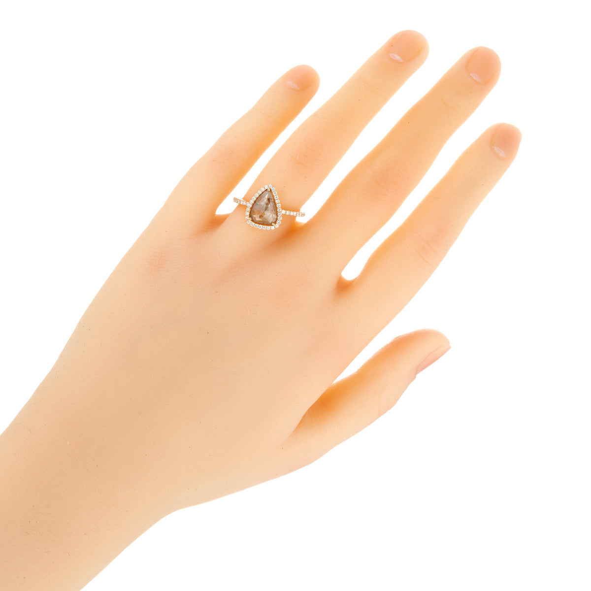 EGL 1.34 Carat Pear Diamond Halo Rose Gold Engagement Ring – image 7