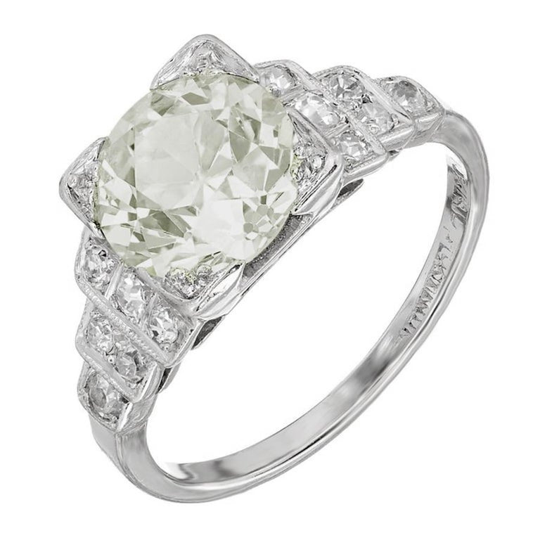 EGL Certified 2.07 Carat Diamond Art Deco Platinum Engagement Ring – image 2