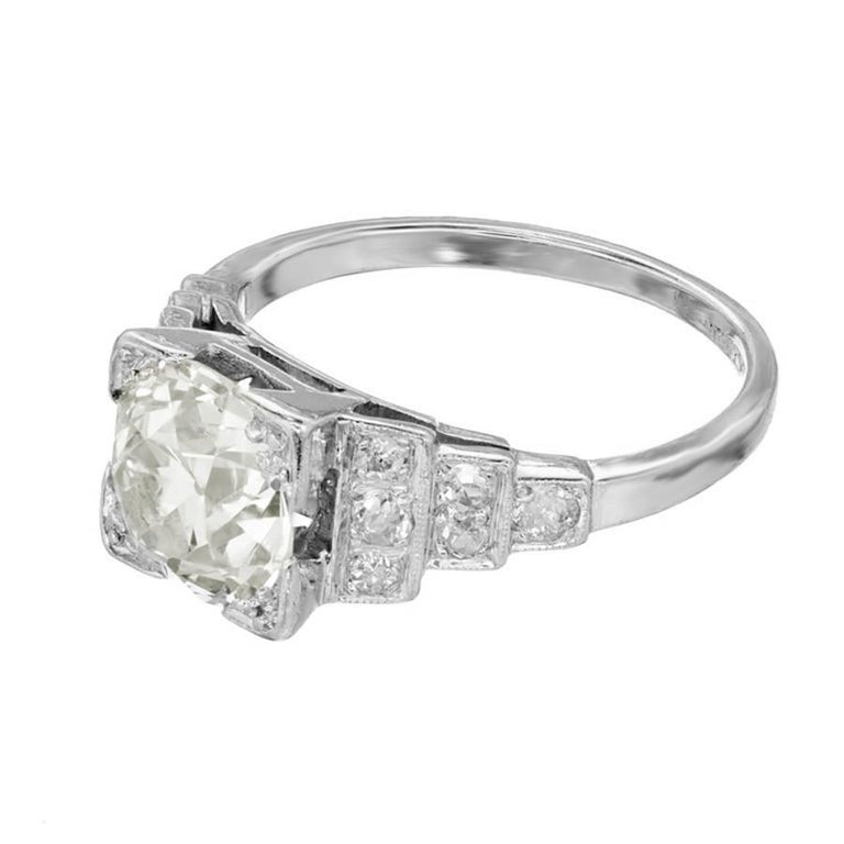 EGL Certified 2.07 Carat Diamond Art Deco Platinum Engagement Ring – image 6