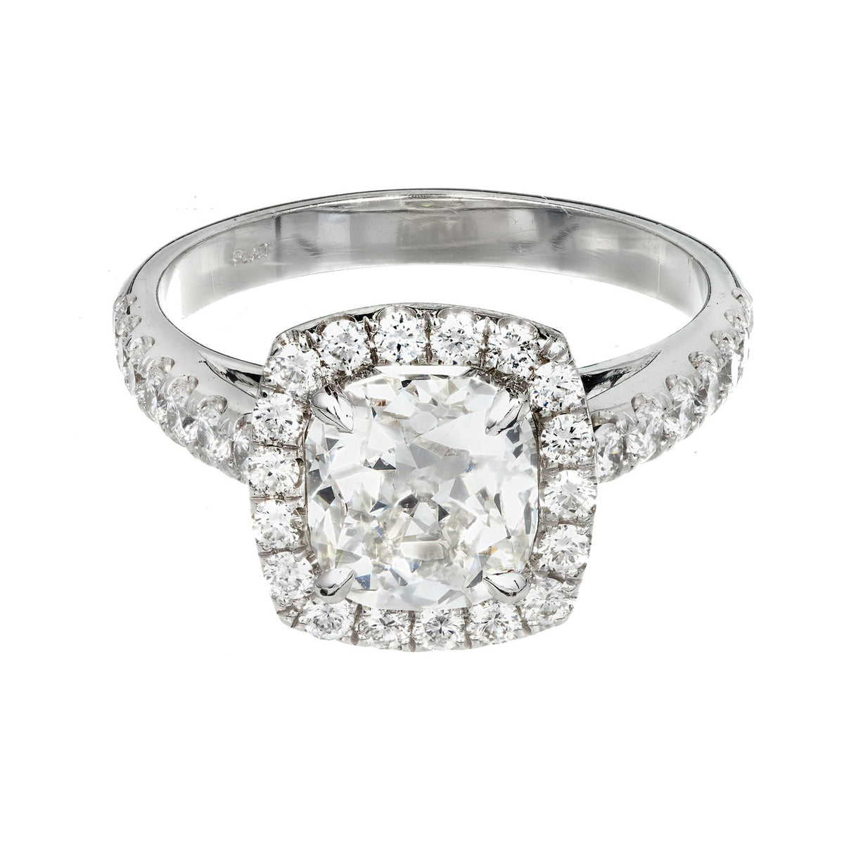 Peter Suchy GIA Certified 1.81 Carat Diamond Halo Platinum Engagement Ring – image 2