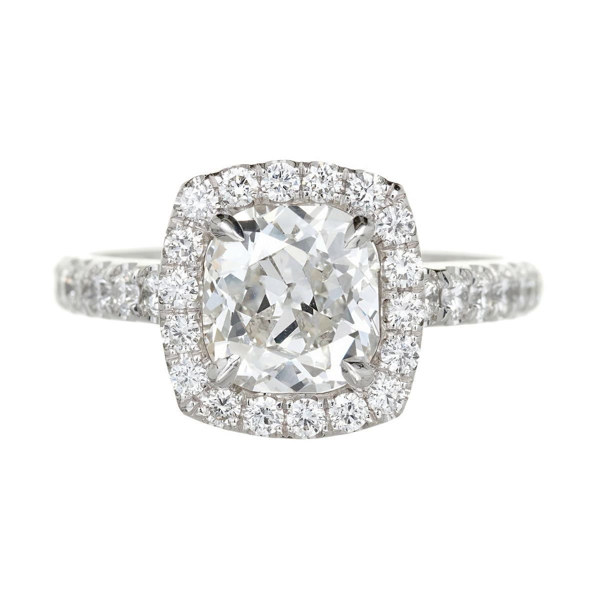 Peter Suchy GIA Certified 1.81 Carat Diamond Halo Platinum Engagement Ring