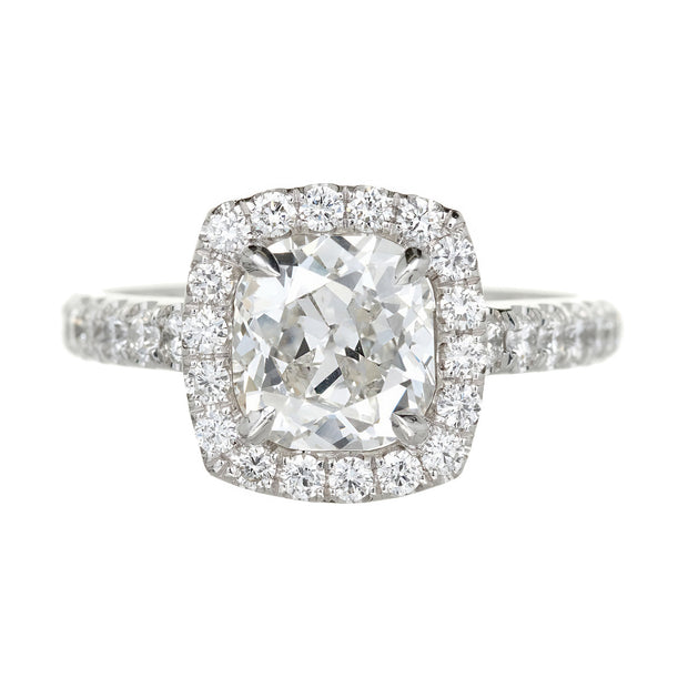 Peter Suchy GIA Certified 1.81 Carat Diamond Halo Platinum Engagement Ring