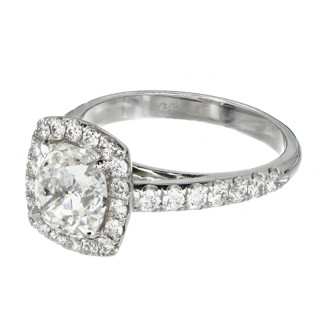 Peter Suchy GIA Certified 1.81 Carat Diamond Halo Platinum Engagement Ring – image 4