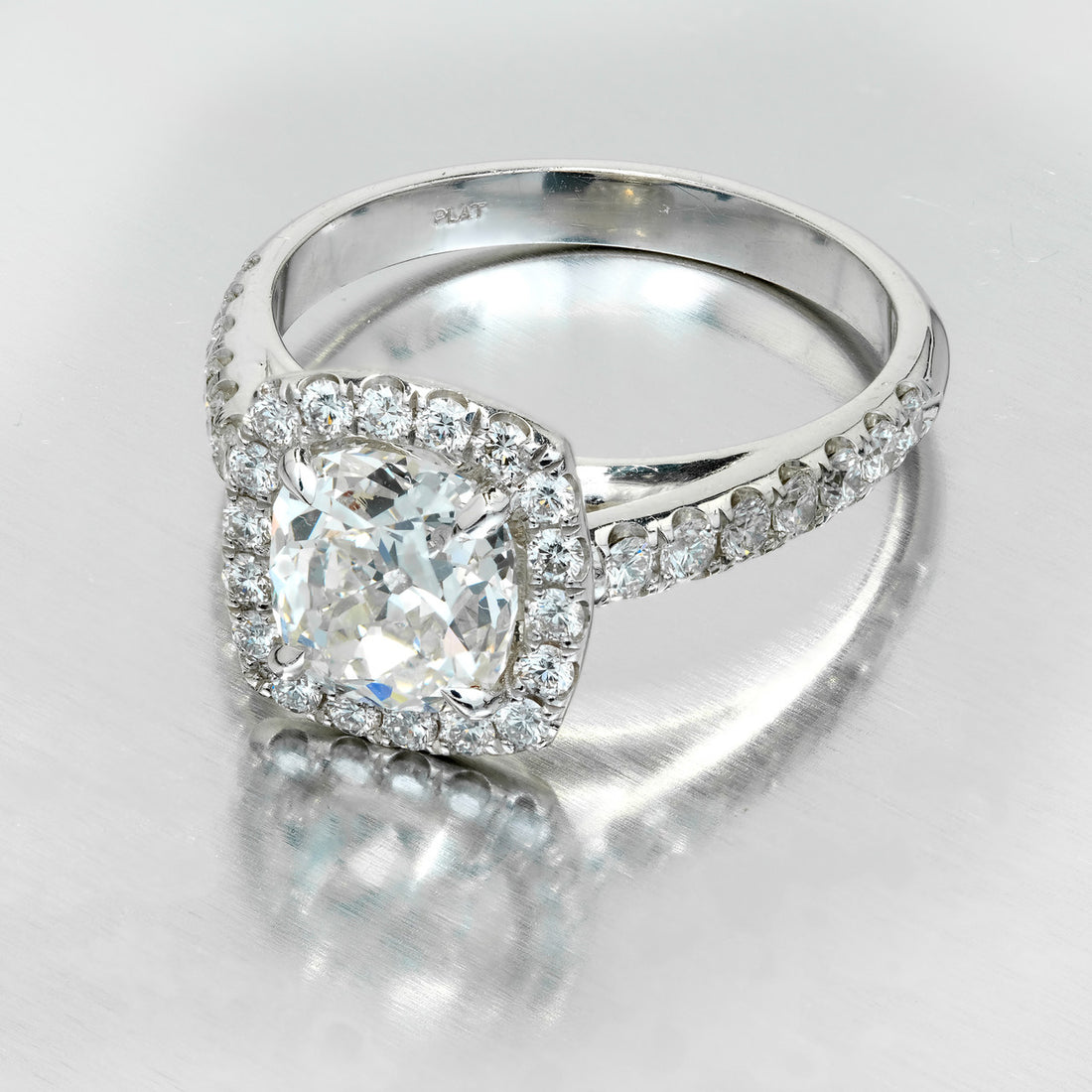 Peter Suchy GIA Certified 1.81 Carat Diamond Halo Platinum Engagement Ring – image 9