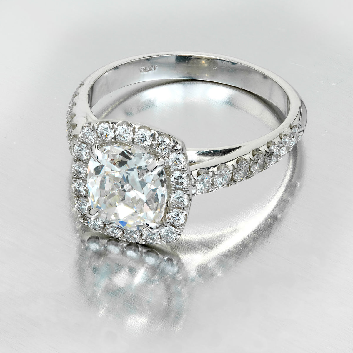 Peter Suchy GIA Certified 1.81 Carat Diamond Halo Platinum Engagement Ring – image 9