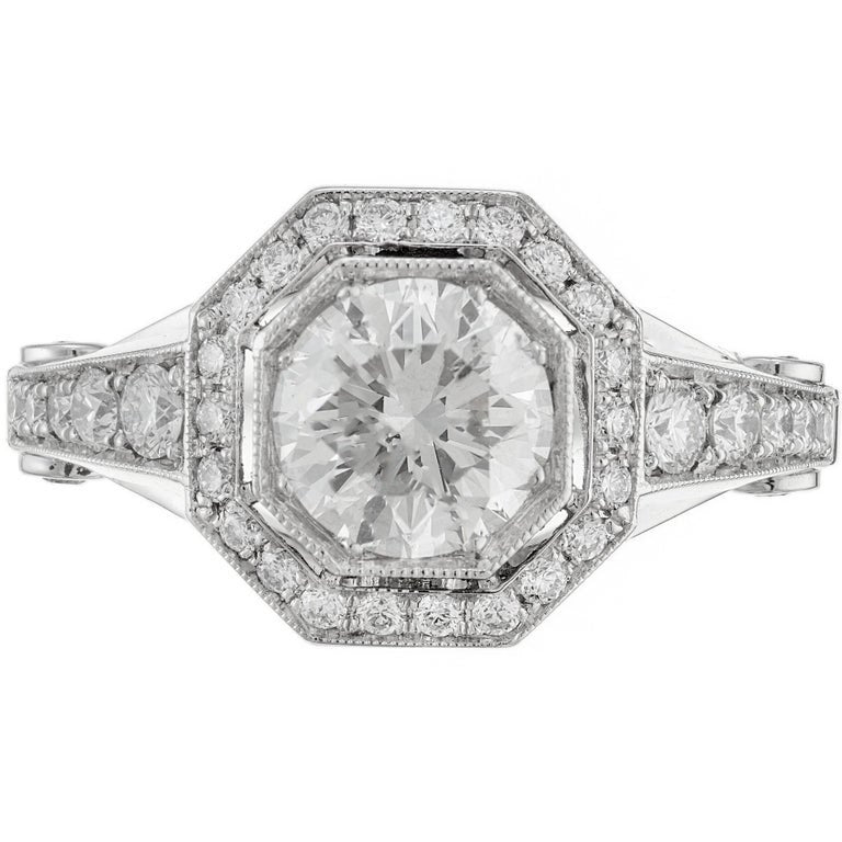 Peter Suchy 1.23 Carat Diamond Octagonal Halo Platinum Engagement Ring – image 2