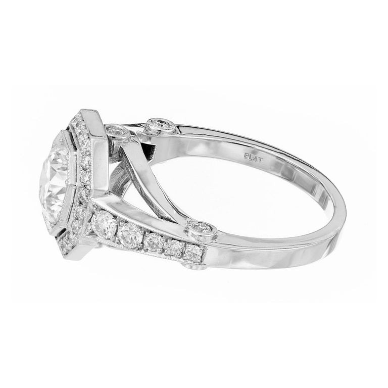 Peter Suchy 1.23 Carat Diamond Octagonal Halo Platinum Engagement Ring – image 5