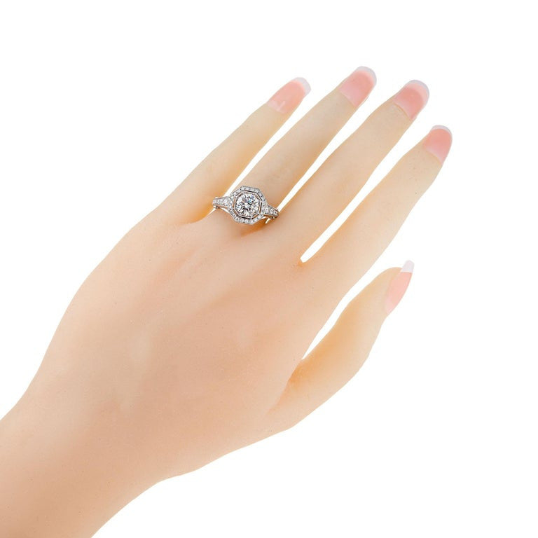 Peter Suchy 1.23 Carat Diamond Octagonal Halo Platinum Engagement Ring – image 8