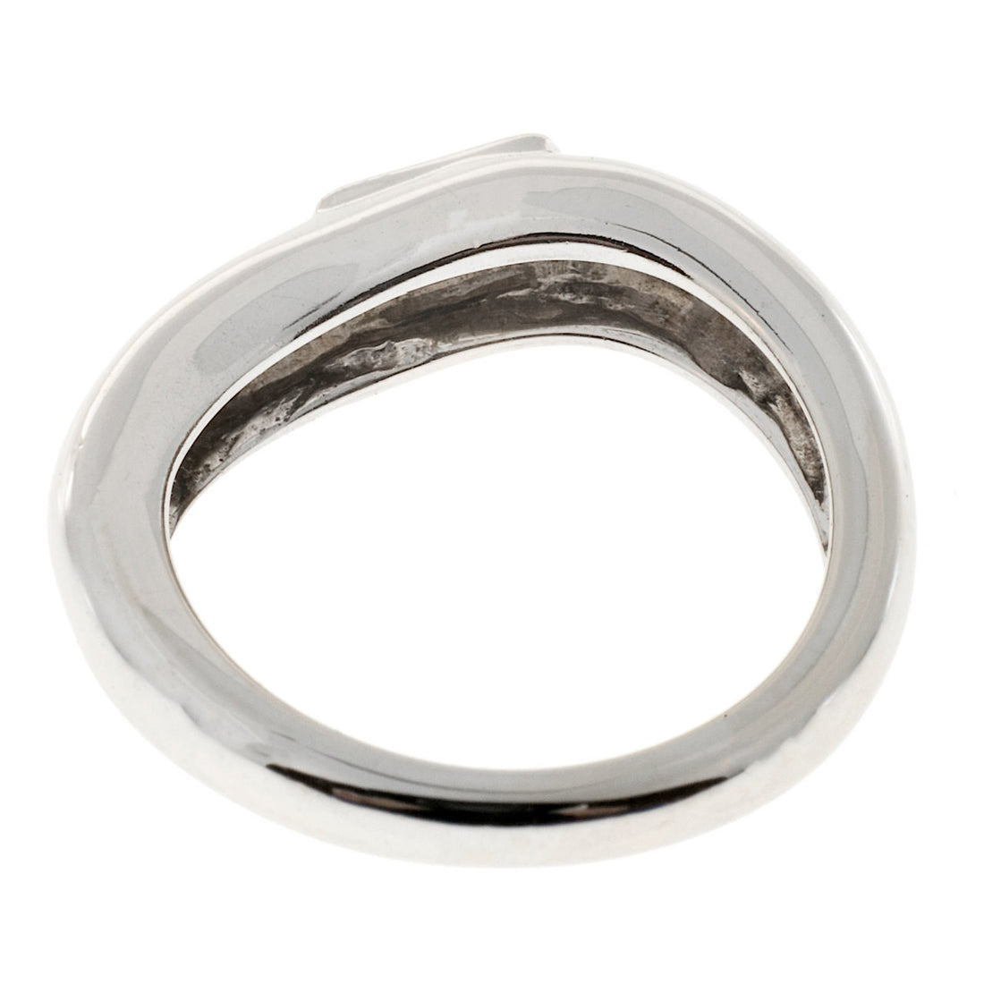 Vintage LG 18k White Gold Swirl .20ct Straight Baguette Diamond Ring – image 5
