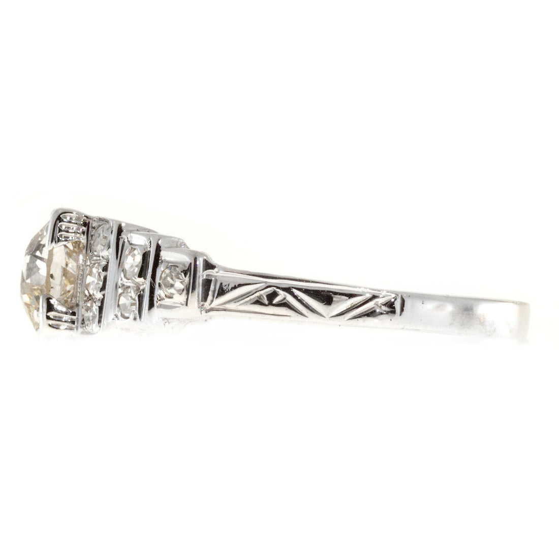 Vintage Engagement Ring Art Deco .65ct Old European Diamond 18k White Gold – image 6