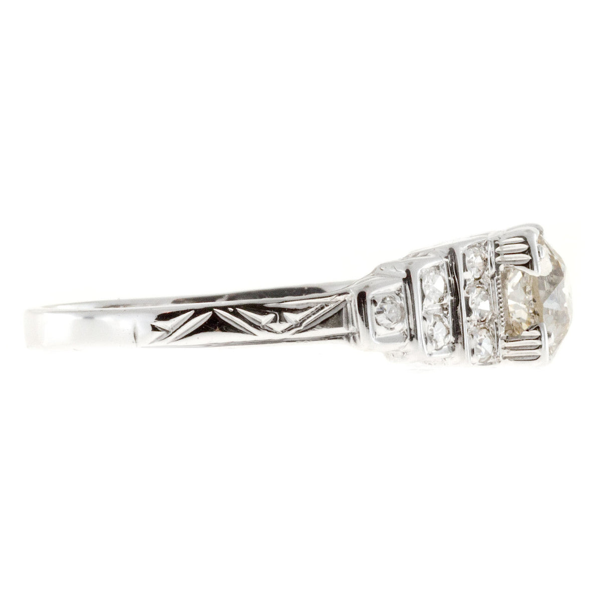 Vintage Engagement Ring Art Deco .65ct Old European Diamond 18k White Gold – image 8