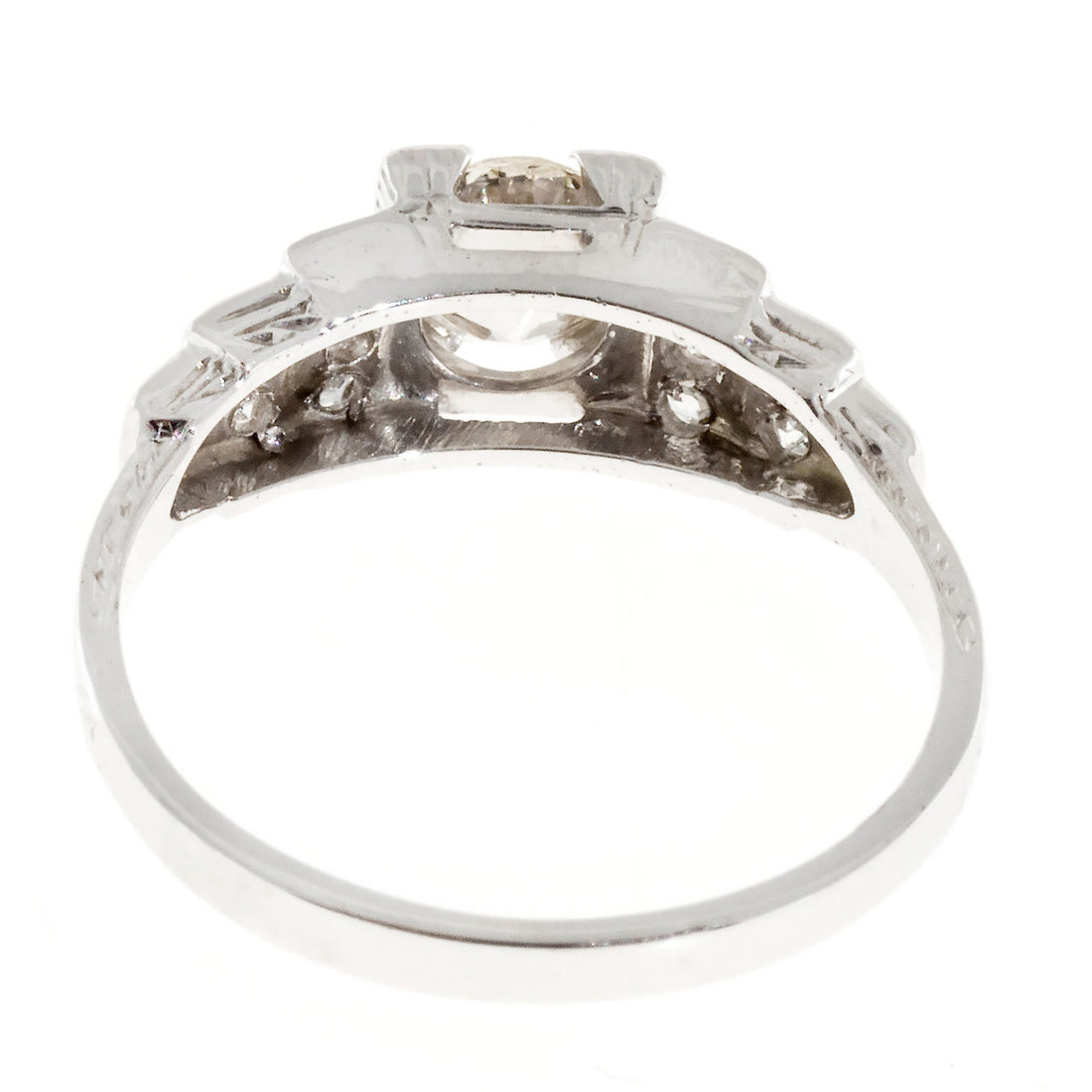 Vintage Engagement Ring Art Deco .65ct Old European Diamond 18k White Gold – image 9