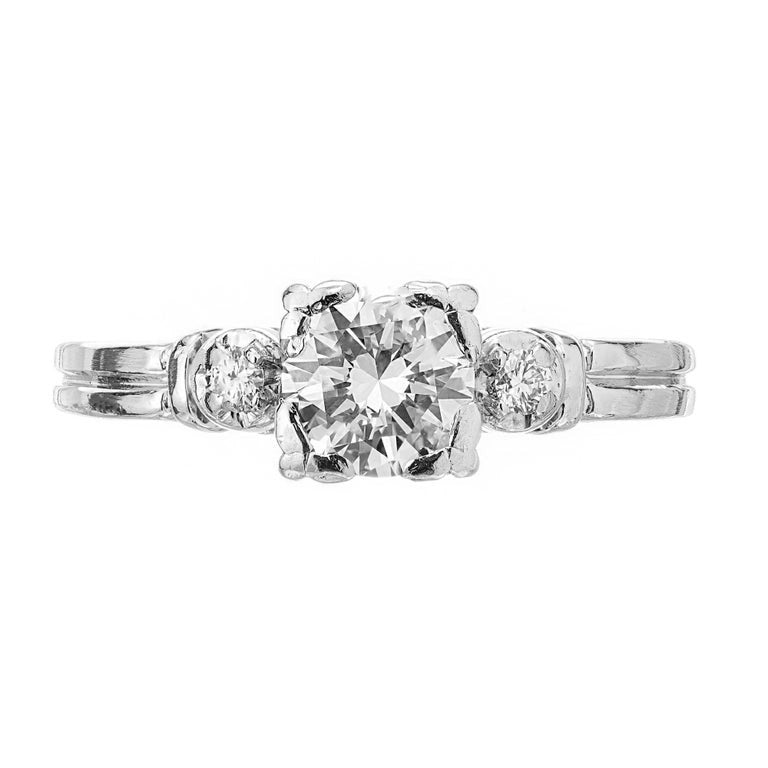 Vintage Engagement Ring 1953 Art Deco .63ct Transitional Diamond Platinum – image 3