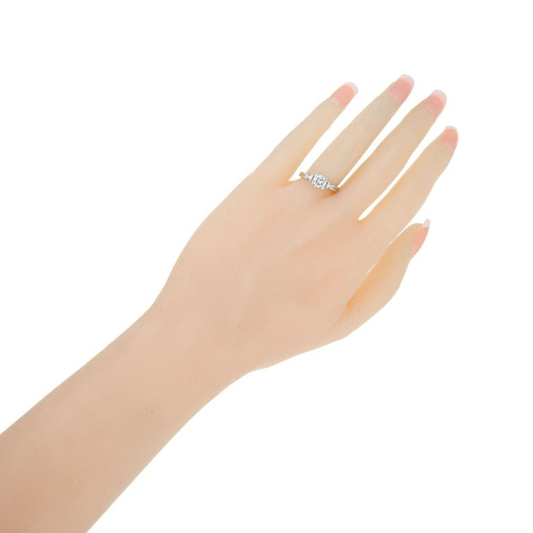 Vintage Engagement Ring 1953 Art Deco .63ct Transitional Diamond Platinum – image 5