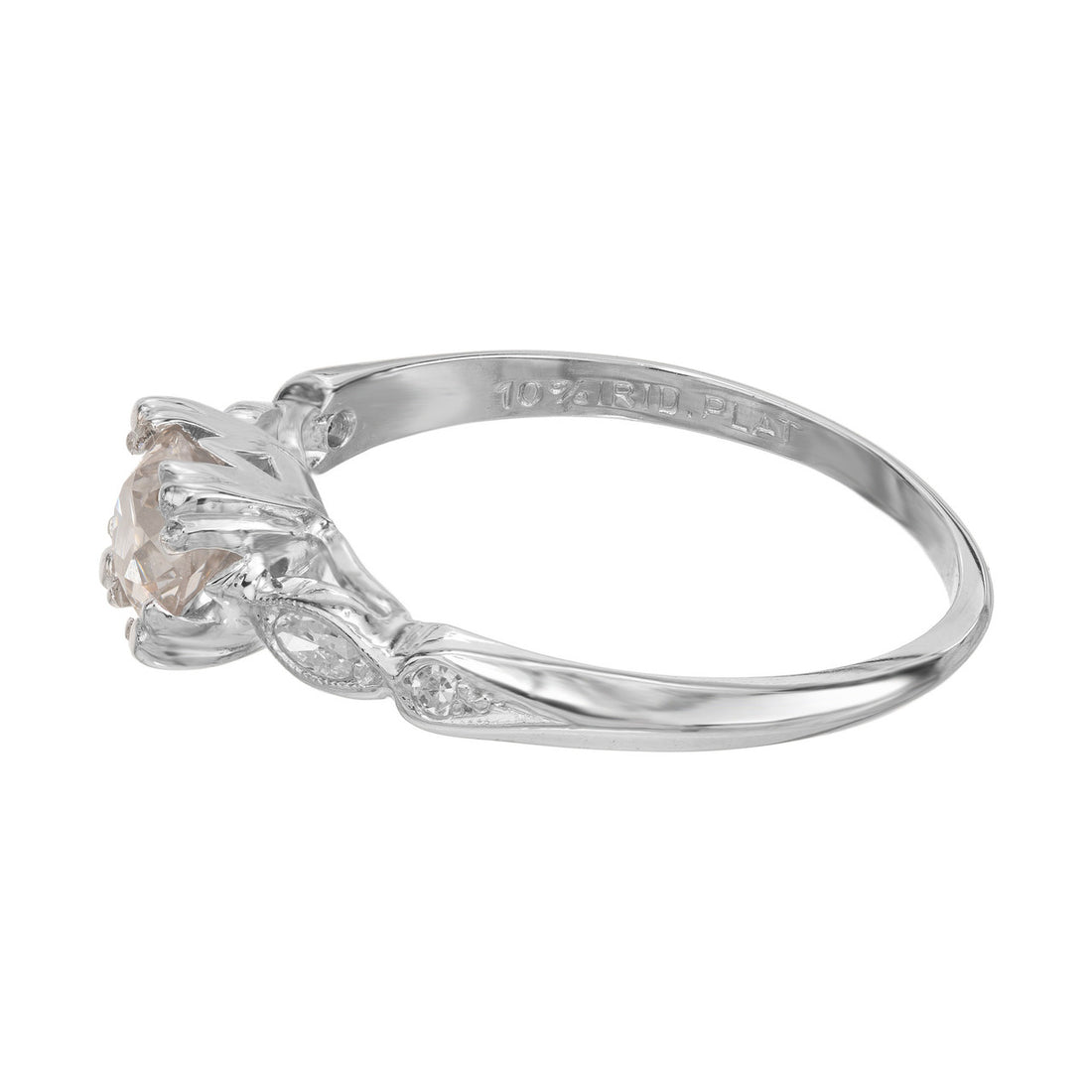 Art Deco Platinum Engagement Ring with 0.51ct Light Brown Diamond – image 5