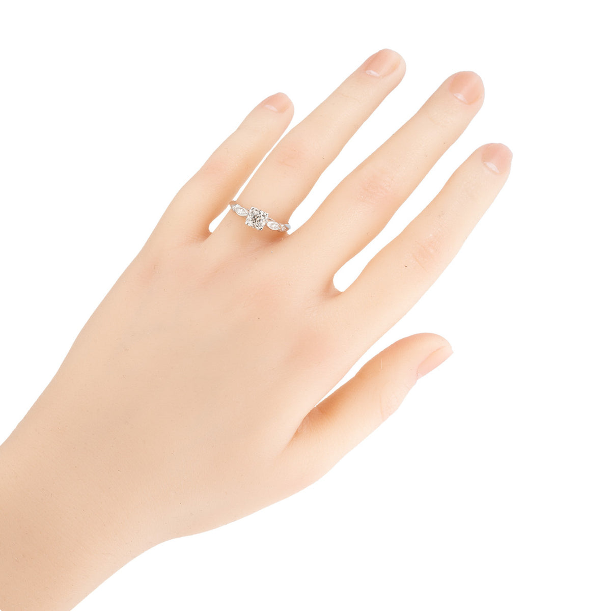 Art Deco Platinum Engagement Ring with 0.51ct Light Brown Diamond – image 6