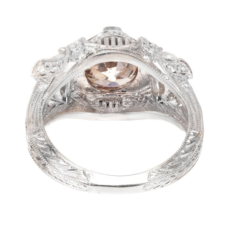 GIA Certified 2.19 Carat Brown Diamond Platinum Art Deco Engagement Ring – image 4