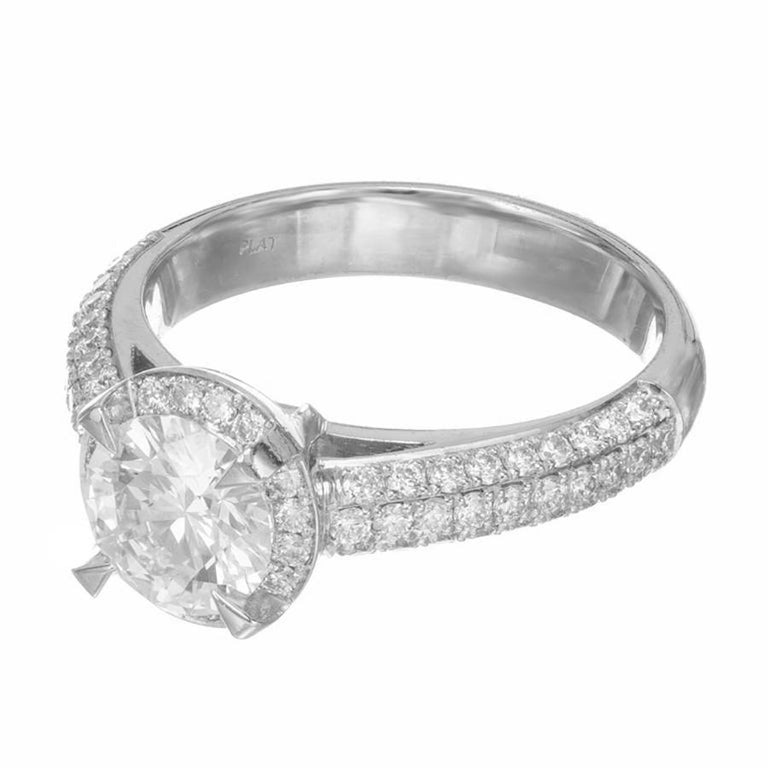 Peter Suchy GIA Certified 1.22 Carat Diamond Platinum Halo Engagement Ring – image 4
