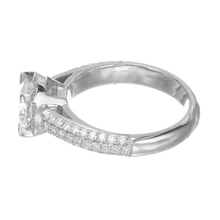 Peter Suchy GIA Certified 1.22 Carat Diamond Platinum Halo Engagement Ring – image 6