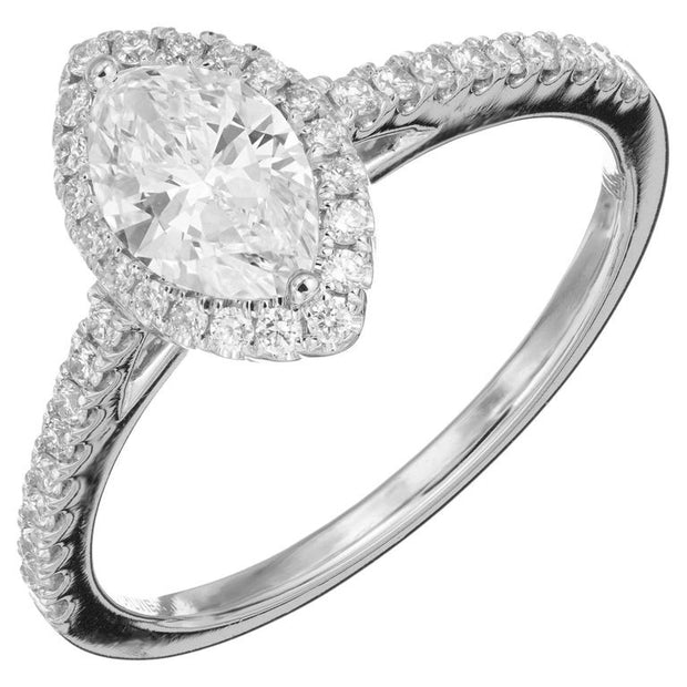 Sylvie EGL Certified .67 Carat Diamond Halo White Gold Engagement Ring
