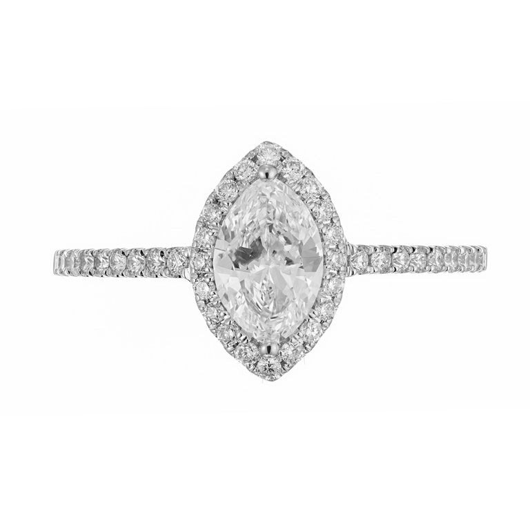 Sylvie EGL Certified .67 Carat Diamond Halo White Gold Engagement Ring – image 2