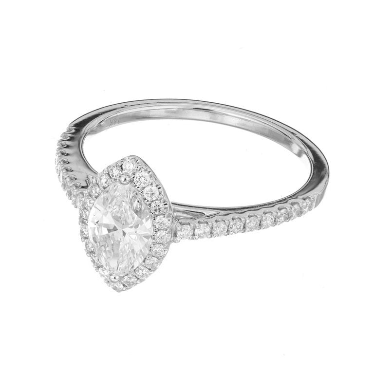 Sylvie EGL Certified .67 Carat Diamond Halo White Gold Engagement Ring – image 3