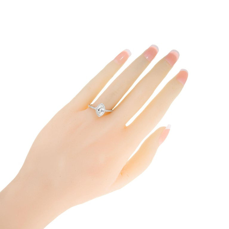 Sylvie EGL Certified .67 Carat Diamond Halo White Gold Engagement Ring – image 7