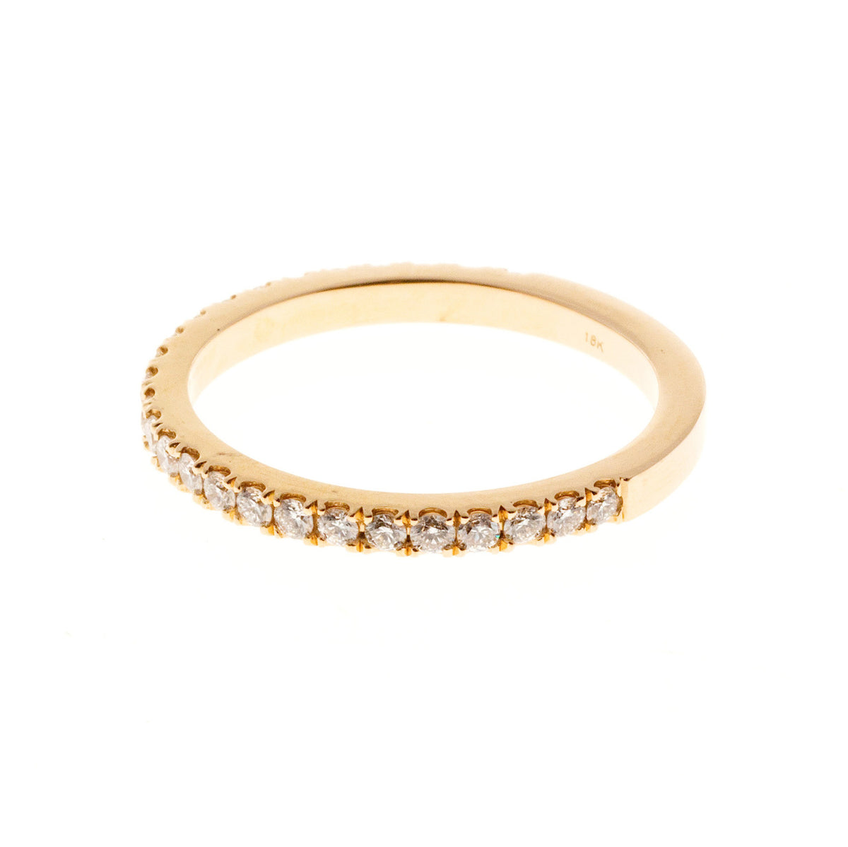Wedding Band 18k Pink Gold Groove Set .53ct Diamond Ring – image 5