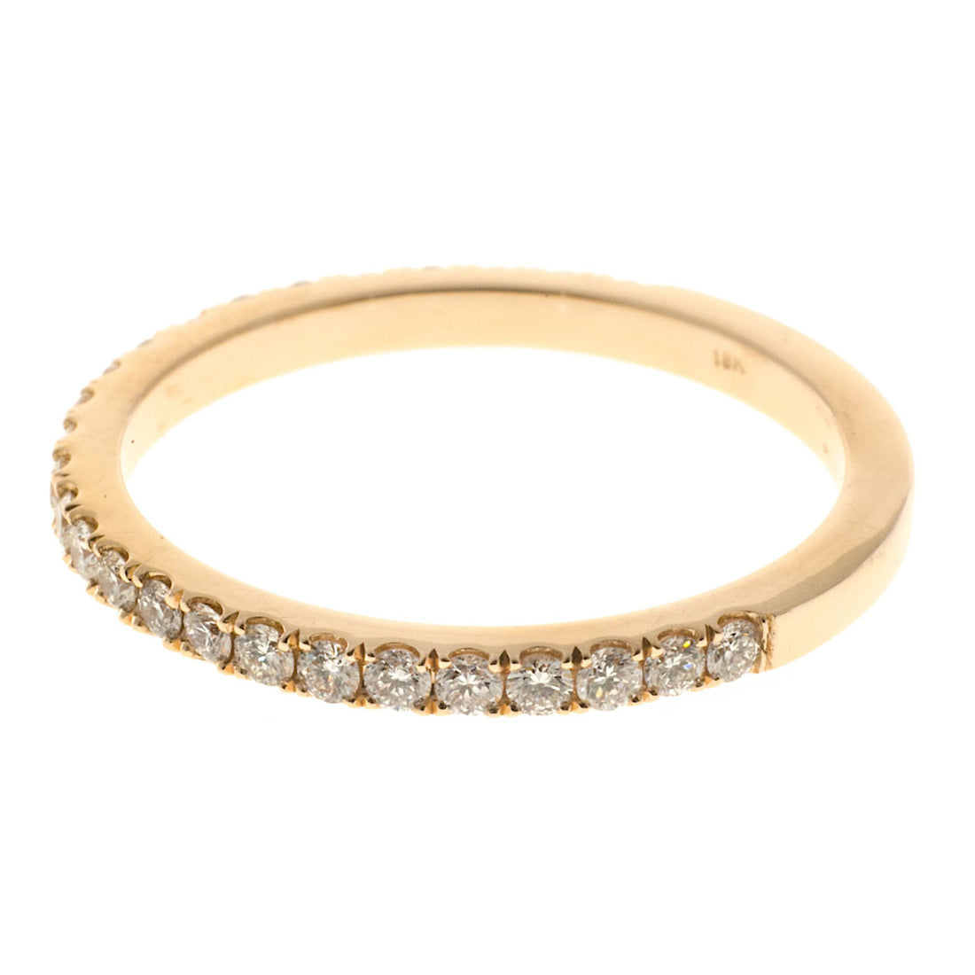 Wedding Band 18k Pink Gold Groove Set .52ct Diamond Ring – image 4