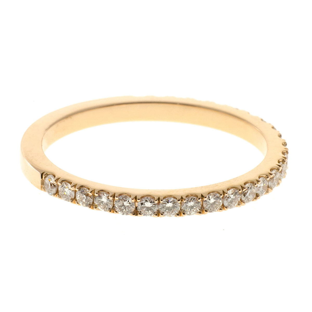 Wedding Band 18k Pink Gold Groove Set .52ct Diamond Ring