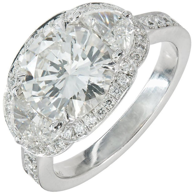 Transitional Cut Diamond Platinum Halo Ring 1935-1940