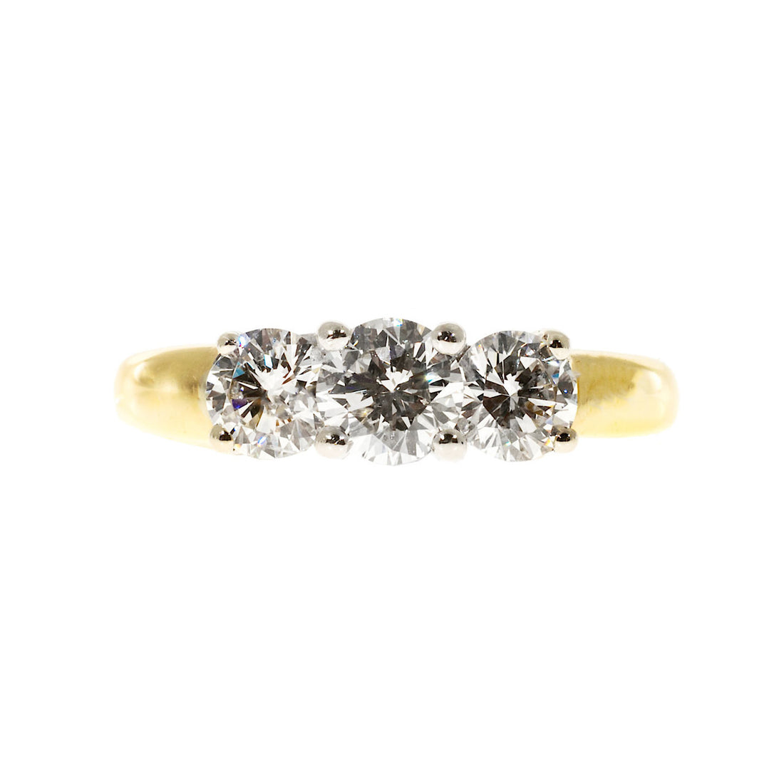 Three Stone Engagement Ring .62ct Center .90ct Sides 18k Gold – image 3