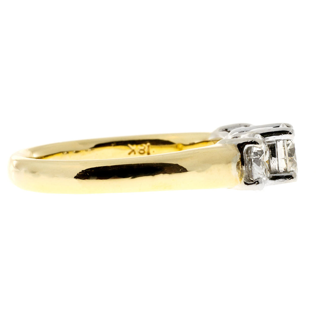 Three Stone Engagement Ring .62ct Center .90ct Sides 18k Gold – image 5