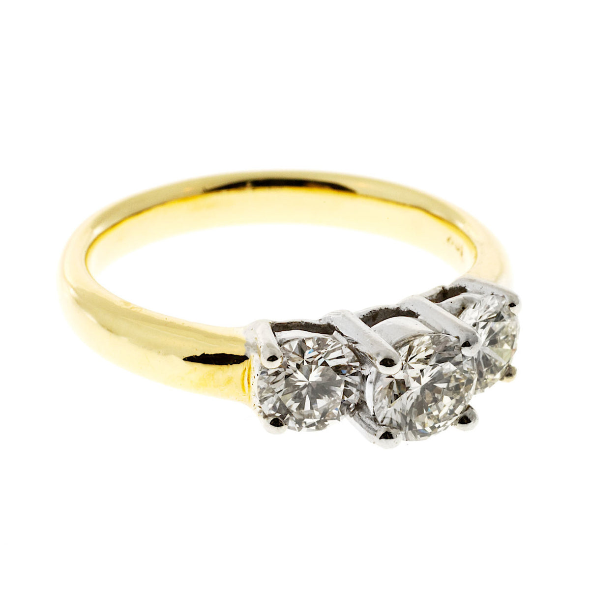 Three Stone Engagement Ring .62ct Center .90ct Sides 18k Gold – image 6
