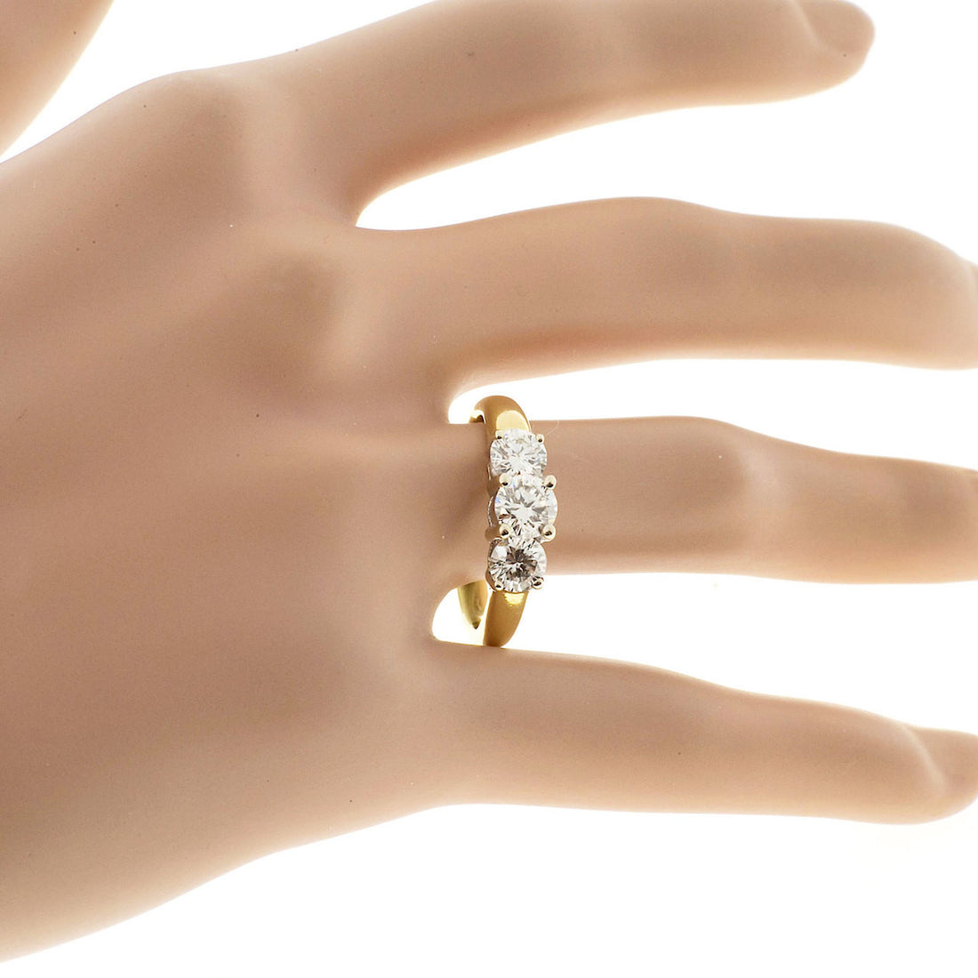 Three Stone Engagement Ring .62ct Center .90ct Sides 18k Gold – image 8