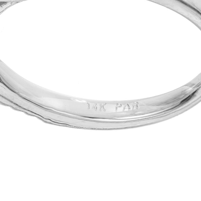 1.57 Carat Diamond Three-Stone Halo Gold Engagement Ring – image 6