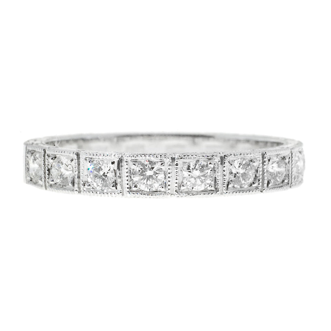 Wedding Band Art Deco Style .27ct Diamond Platinum Ring – image 2