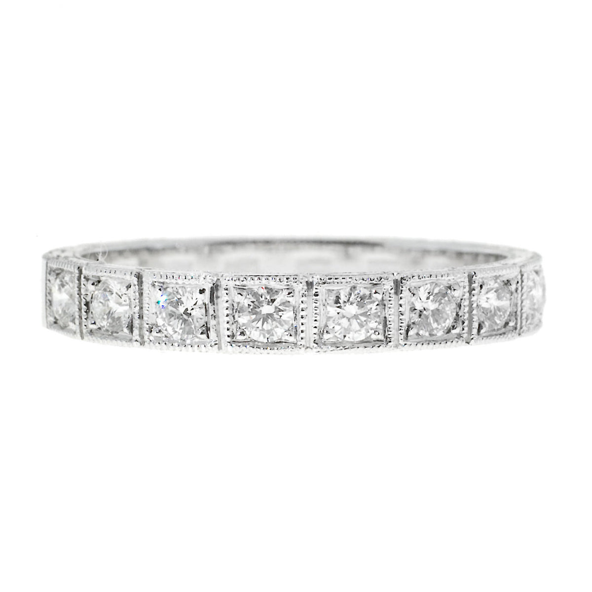 Wedding Band Art Deco Style .27ct Diamond Platinum Ring – image 2