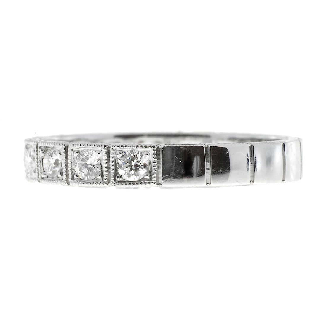 Wedding Band Art Deco Style .27ct Diamond Platinum Ring – image 3