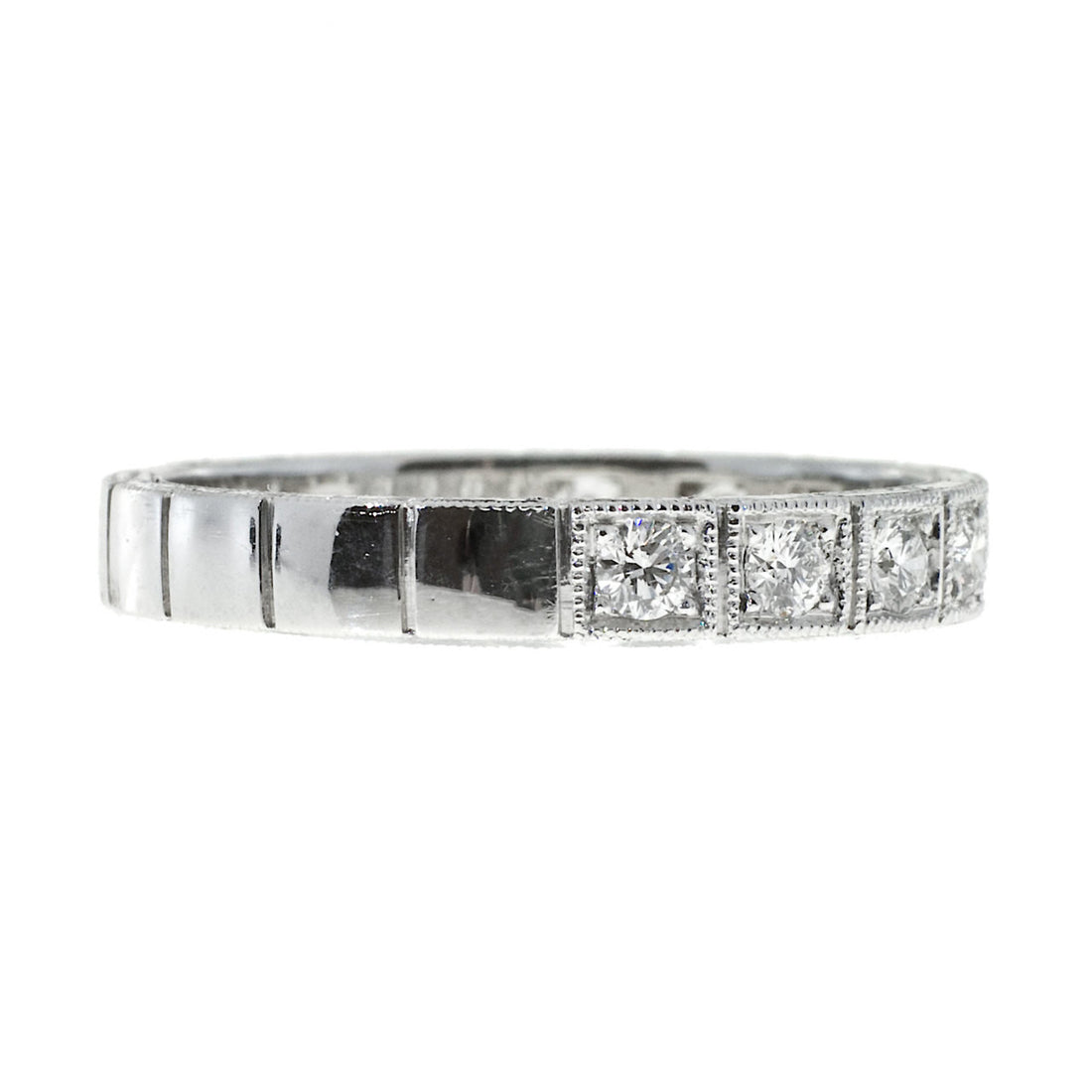 Wedding Band Art Deco Style .27ct Diamond Platinum Ring – image 4