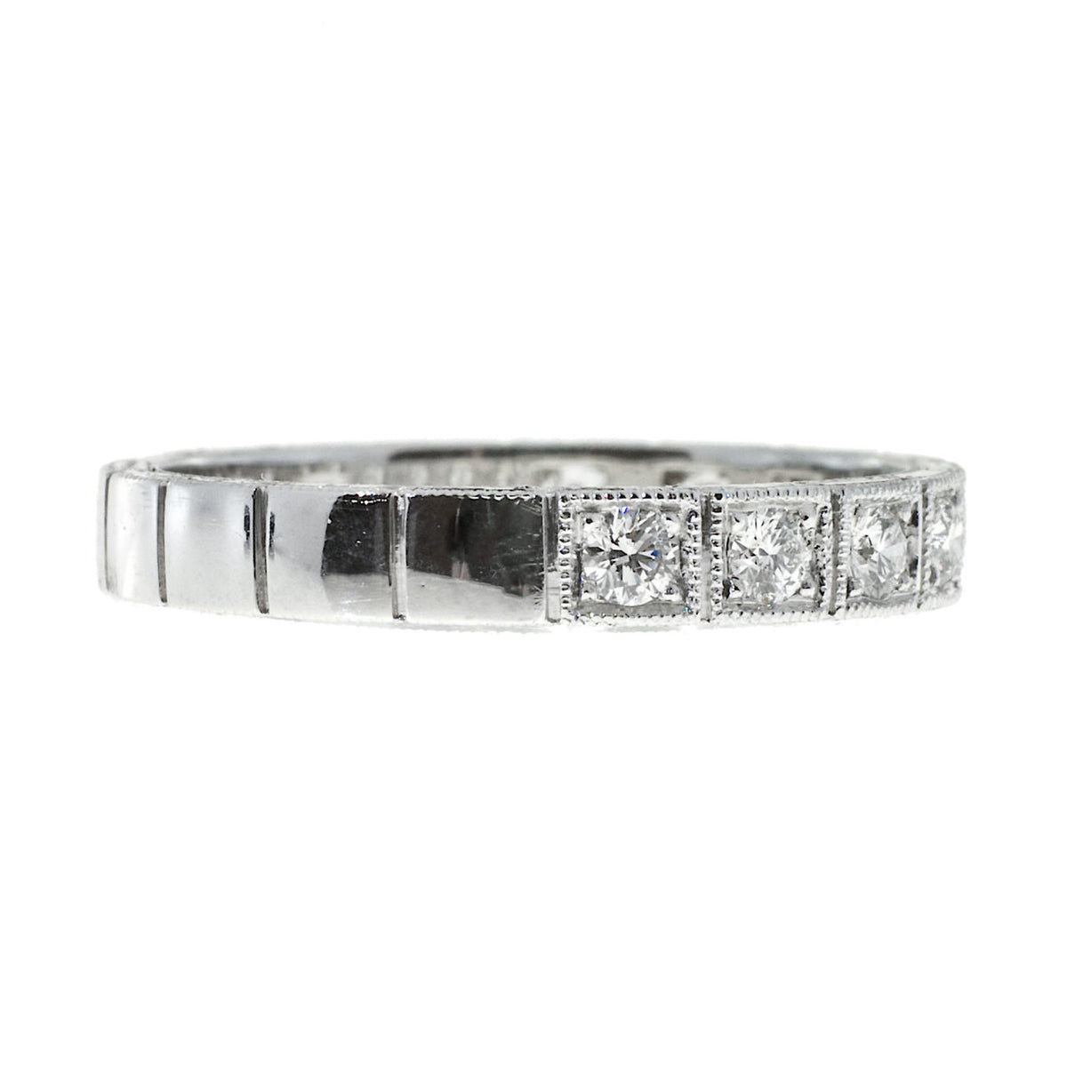 Wedding Band Art Deco Style .27ct Diamond Platinum Ring – image 4