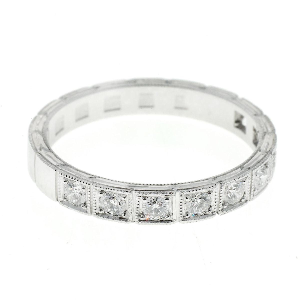 Wedding Band Art Deco Style .27ct Diamond Platinum Ring