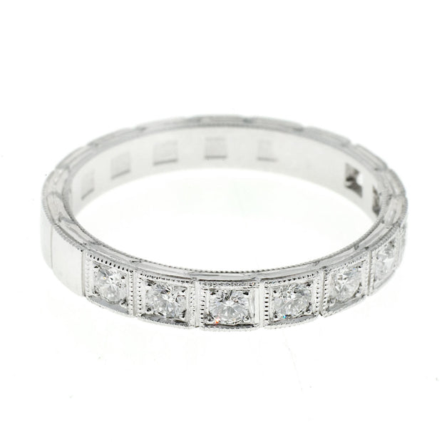 Wedding Band Art Deco Style .27ct Diamond Platinum Ring