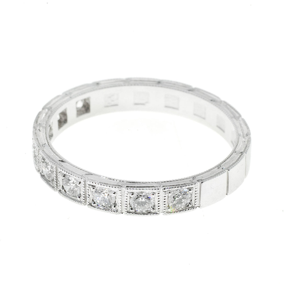Wedding Band Art Deco Style .27ct Diamond Platinum Ring – image 5