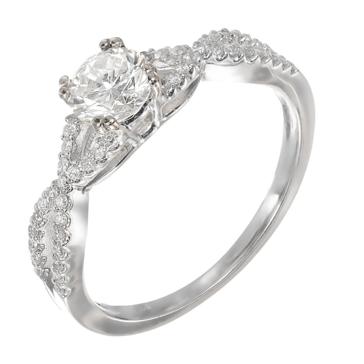 Engagement Ring .59ct Swirl Wrapped Infinity 14k White Gold Diamond Ring