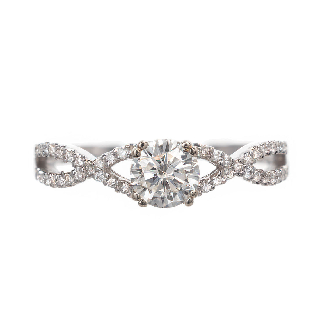 Engagement Ring .59ct Swirl Wrapped Infinity 14k White Gold Diamond Ring – image 2