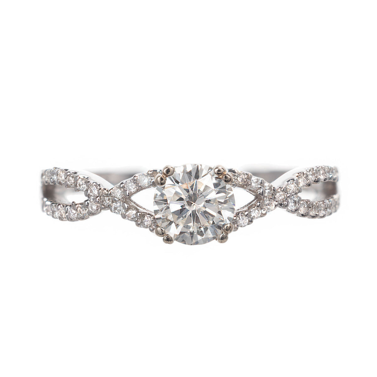 Engagement Ring .59ct Swirl Wrapped Infinity 14k White Gold Diamond Ring – image 2