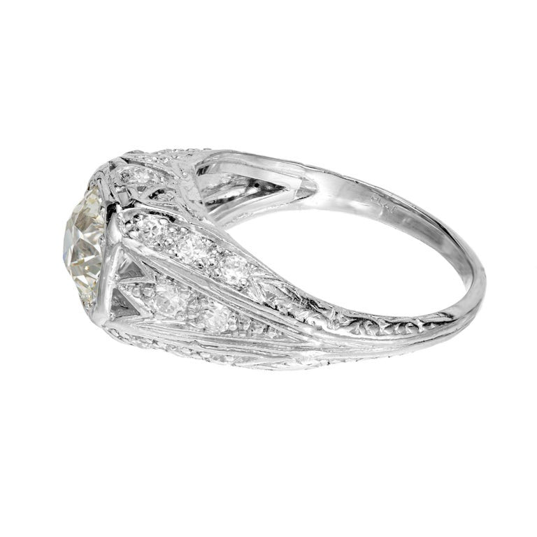 EGL .93 Carat Old European Diamond Platinum Filigree Engagement Ring – image 8