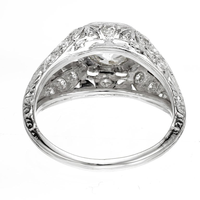EGL .93 Carat Old European Diamond Platinum Filigree Engagement Ring – image 7